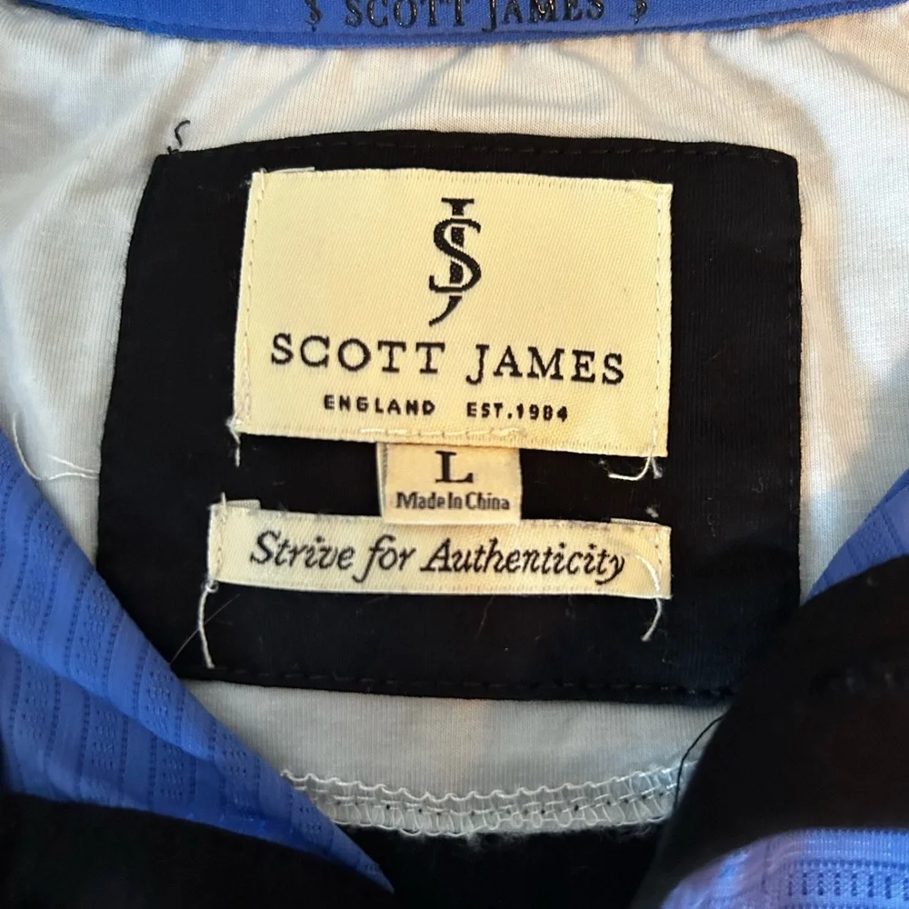 Scott James Men’s‎ Short Sleeve Black and Blue Polo Shirt Sz L